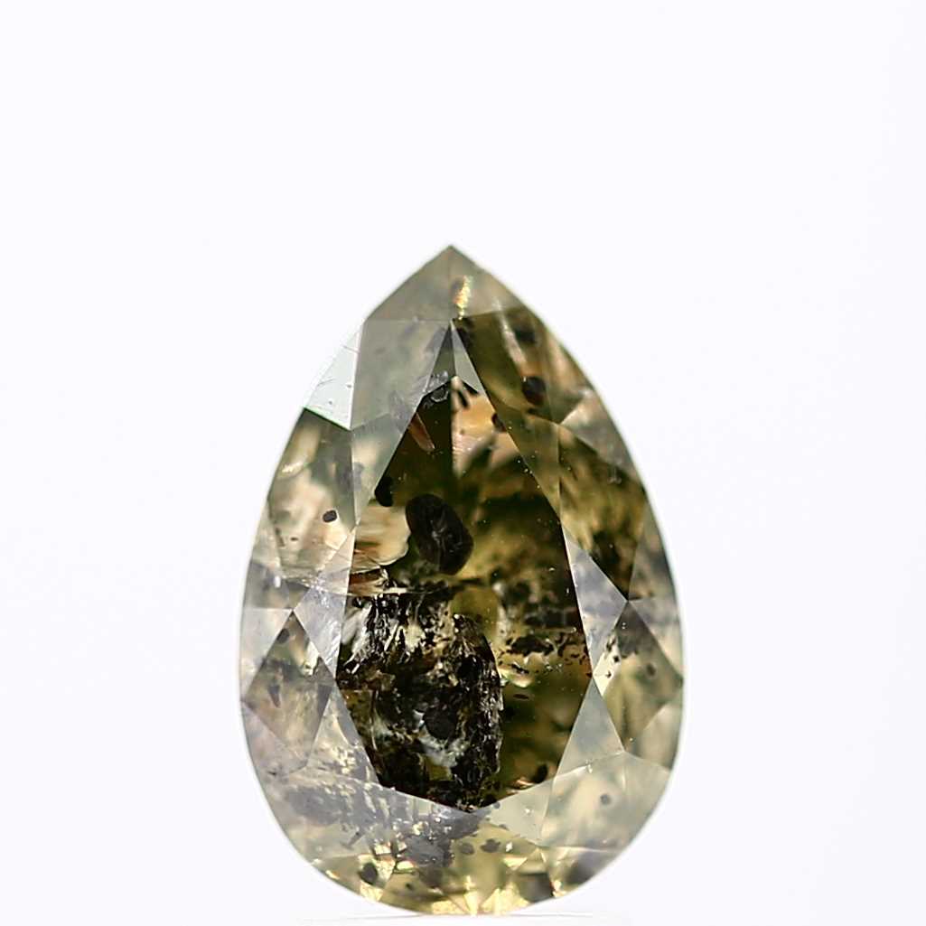 Salt and Pepper Diamond Fancy Green Color 2.71 CT 10.80x 7.25 x 5.25 MM Pear Cut Diamond! Natural Loose Diamond ! Christmas Gift for Her